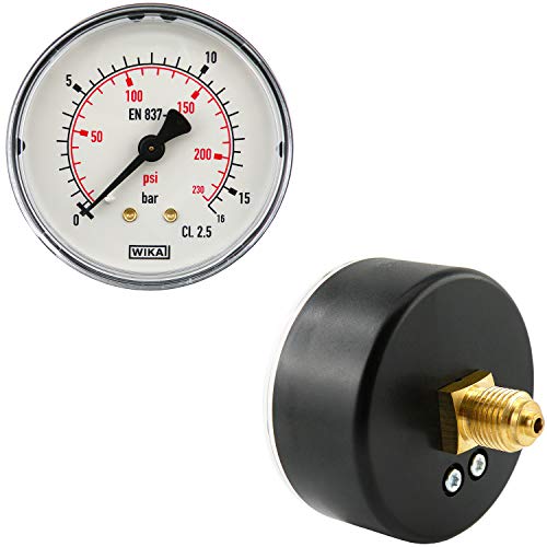 Fittingteile - Manometer waagerecht Ø 40, 50, 63 mm - Klasse 2.5 für Druckluft und Vakuum (Durchmesser: Ø 40 mm - Anzeigebereich: 0 bis 25 bar) von fittingteile