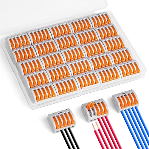 Drahtverbinder 25PC flintronic Kabelverbinder, 25 Stück Klemme mit Betätigungshebel, 4mm² Leiter Klemme, Elektrische Anschlussblöcke,Verbindungsklemme von flintronic