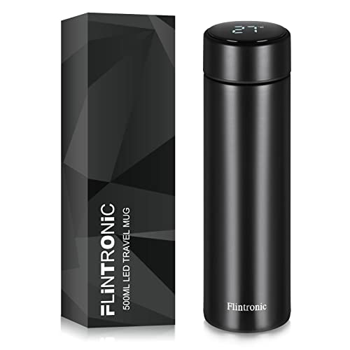Flintronic Thermosflasche, 500 ML Wasserflasche Vakuum Isolierbecher 316 Edelstahl, LCD-Touchscreen-Temperaturanzeige, Smart Becher Dichtflasche Ideal für Hitze und Kälte von flintronic