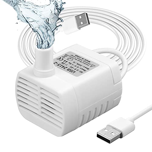 flintronic Aquarium Pumpe Klein, USB Mini Wasserpumpe, 200L/H Tauchpumpe Teich Brunnen Pumpe Aquarium Pumpe, für Teich Brunnen Aquarium, 3.5V 3W Kabel 1.4M(4 SAUGNAPF) von flintronic