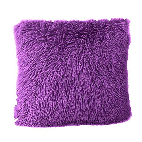 floatofly Kissenbezug, quadratisch, warm, weich, flauschig, Dekoration für Zuhause, Bett, Sofa, Auto, Violett von floatofly