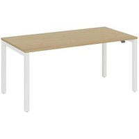 fm Catro Schreibtisch akazie, verkehrsweiß rechteckig, 4-Fuß-Gestell weiß 160,0 x 80,0 cm von fm