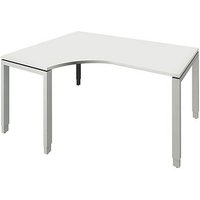 fm Sidney höhenverstellbarer Schreibtisch weiß Bogenform, 4-Fuß-Gestell Quadratrohr silber 160,0 x 80,0 cm von fm
