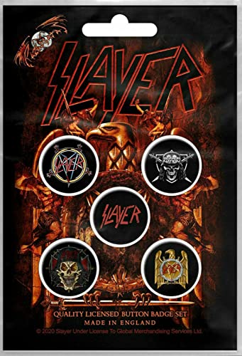 Slayer Button Set Eagle Wehrmacht Skull 5 Stück Buttons Badge Set Anstecker Metal Band Pin Badges von for-collectors-only