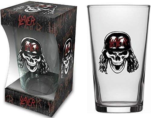 Slayer Glas Bierglas Longdrink Glas XL Trinkglas XL Becher Pint Glass Wehrmacht Skull Logo von for-collectors-only