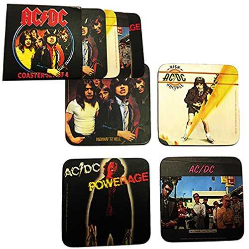 for-collectors-only AC/DC Untersetzer Set 4er Pack Coaster Highway to Hell Bierdeckel Coasters Set von for-collectors-only