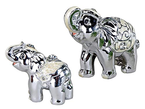 Formano 2 Stück Elefanten mit Strass Stein Set 6cm+8cm Deko Objekt Pearl Silber Kunststein Elefant ♥ von formano