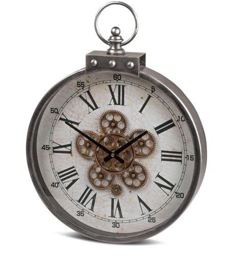 formano Moderne Wanduhr mit Beweglichen Zahnrädern 46cm Metall Clock Antikfinish von formano