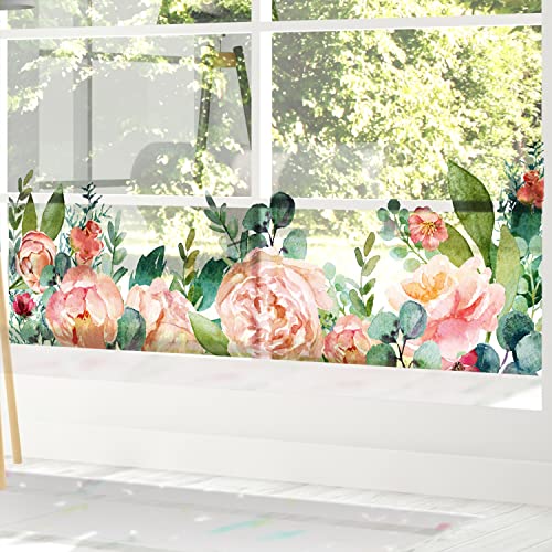 funlife transparente Fensterfolie statisch haftende Fensteraufkleber, selbsthaftende Glasfolie mit Rosenmotiv für Fenster, Glas, zweiseitige Muster Scheibenfolie, 40x120cm Bohemian Vintage Rosen von Funlife