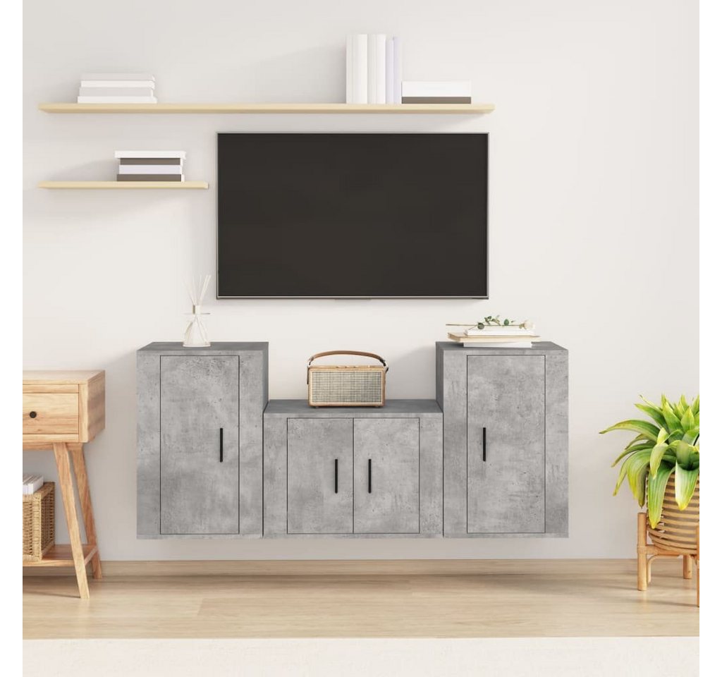 furnicato TV-Schrank 3-tlg. TV-Schrank-Set Betongrau Holzwerkstoff von furnicato