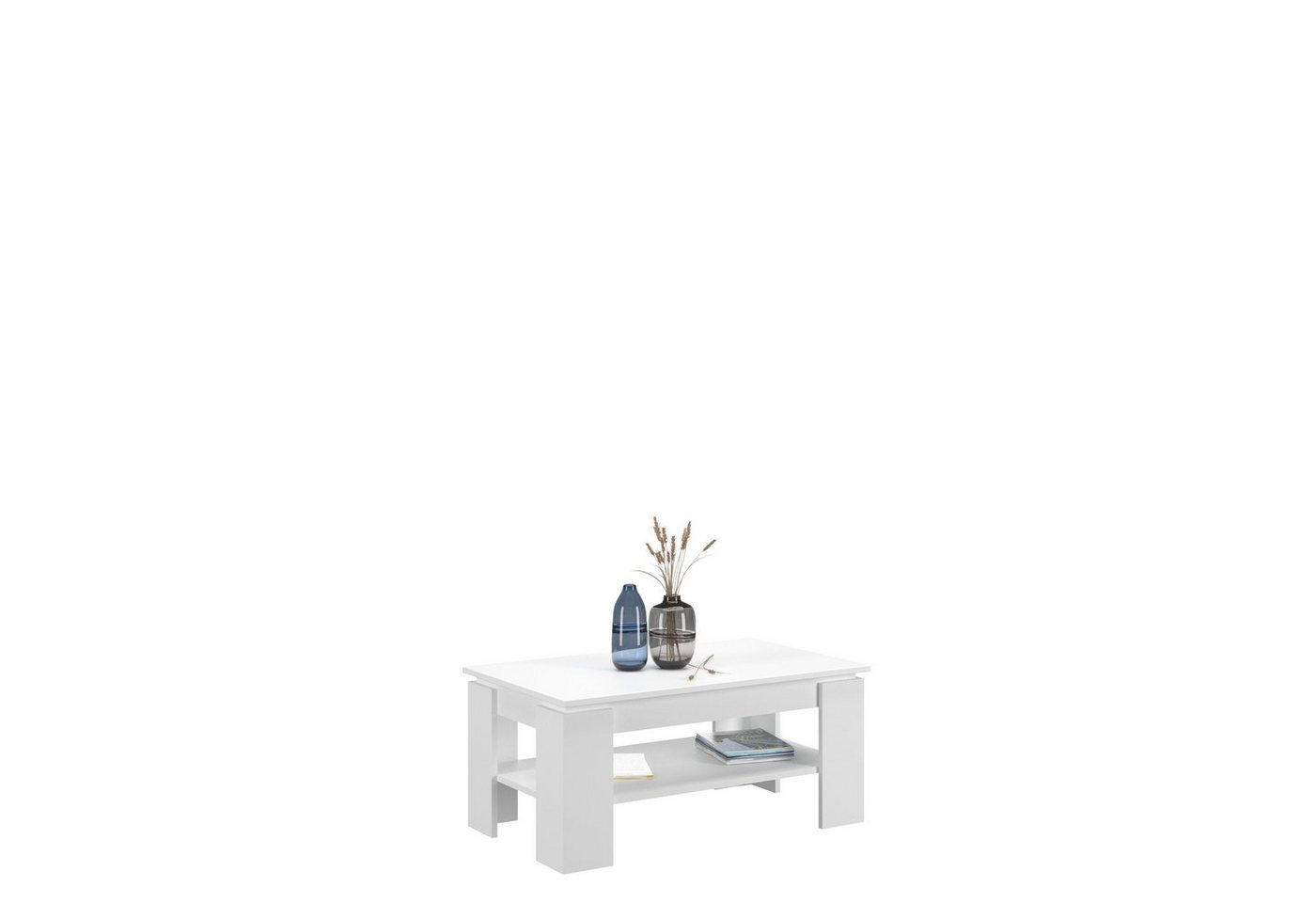 furnling Couchtisch Tokio, 100 x 45 x 60 cm mit zusätzlicher Ablagefläche, Wohnzimmer Tisch von furnling
