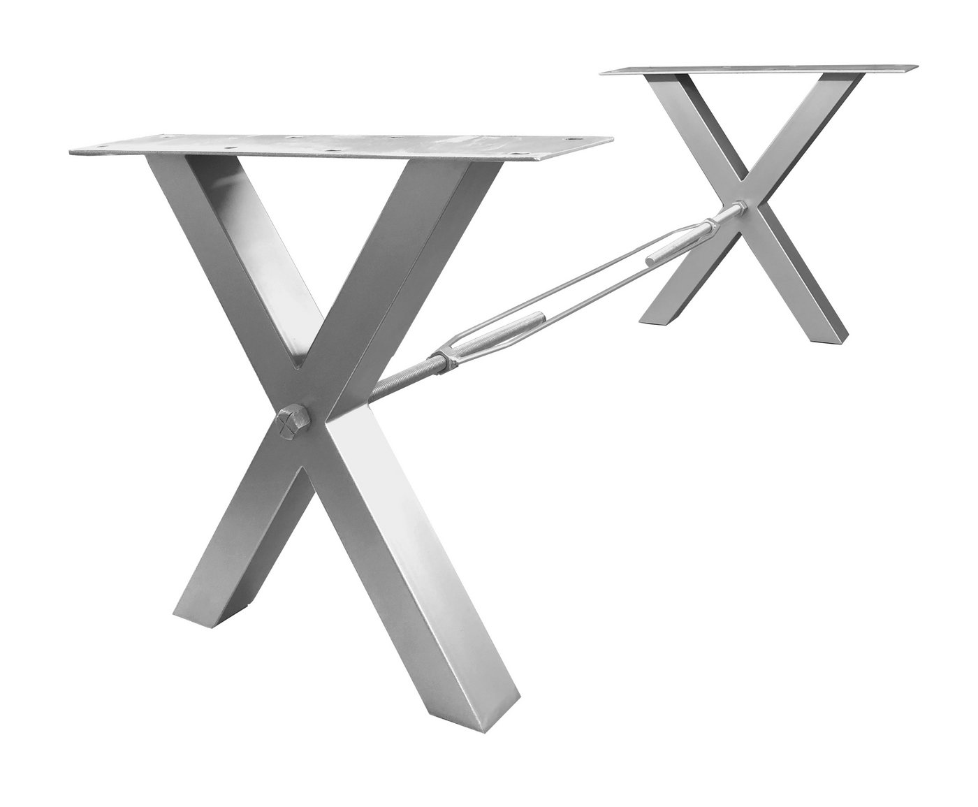 furnling Tischgestell Den Haag, X-förmig aus Stahl für Platten von 160 cm bis 240 cm, antiksilber von furnling