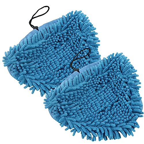 Ersatzbezug Steam Mop Pads Dampfreiniger - Dreieck Bodentücher, Langlebig Waschbar Coral Microfaser Ersatzpads, Ersatztücher Dampfbesen für viele Geräte mit dreieckigem Fuss, 2 Stück Blau von fuxunamz