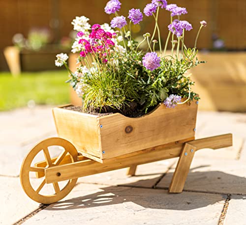 Homezone rustikale Holzschubkarre, Gartendekoration, Pflanzentrog, 70 cm von garden mile