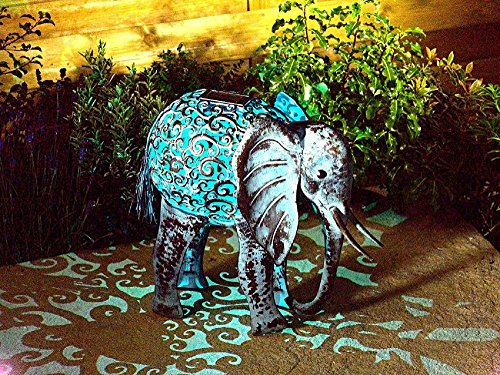 garden mile solar betrieben Aufleuchtend LED Giraffe klicken Kupfer Optik Metall Garten Tiere Skulpturen umwerfend Vielseitige Garten Dekoration Decoration - Elephant von garden mile