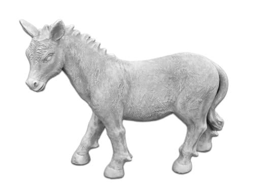 gartendekoparadies.de Esel - Statue, Steinfigur, H. 38 cm, 13 kg, Grau, frostsicher aus Steinguss für Außenbereich von gartendekoparadies.de