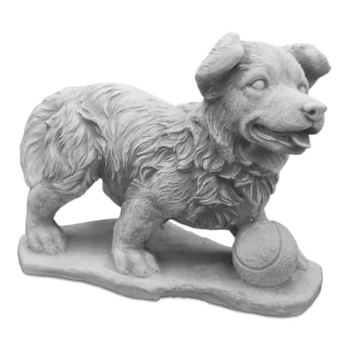 gartendekoparadies.de Statue eines Mischlings-Hundes, Steinfigur, H. 22 cm, 7 kg, Grau, frostsicher aus Steinguss für Außenbereich von gartendekoparadies.de