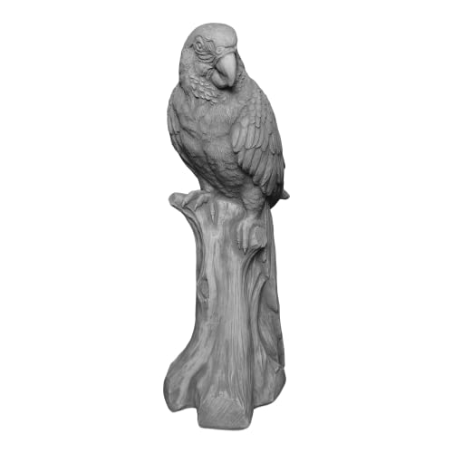 gartendekoparadies.de Papagei, Steinfigur, H. 60 cm, 18 kg, Grau, frostsicher aus Steinguss für Außenbereich von gartendekoparadies.de
