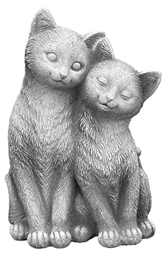 gartendekoparadies.de Wonniges Katzen Paar, Steinfigur, H. 20 cm, 2 kg, Grau, frostsicher aus Steinguss für Außenbereich von gartendekoparadies.de