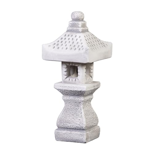 gartendekoparadies.de Tachi-Gata-Steinlampe japanische Steinlaterne, H. 42 cm, 7 kg, Grau, frostsicher aus Steinguss für Außenbereich von gartendekoparadies.de