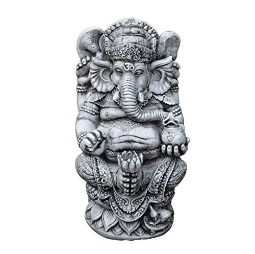 gartendekoparadies.de Figur des göttlichen Ganesha (Schwarz), Steinfigur, H. 60 cm, 57 kg, Schwarz, frostsicher aus Steinguss für Außenbereich von gartendekoparadies.de