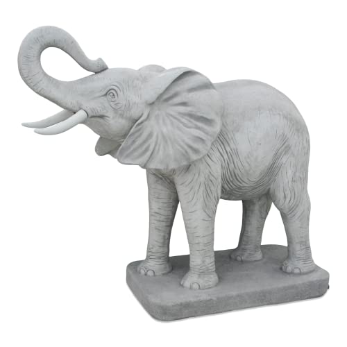 gartendekoparadies.de Statue Elefant auf Stabiler Bodenplatte, Steinfigur, H. 156 cm, 950 kg, Grau, frostsicher aus Steinguss für Außenbereich von gartendekoparadies.de