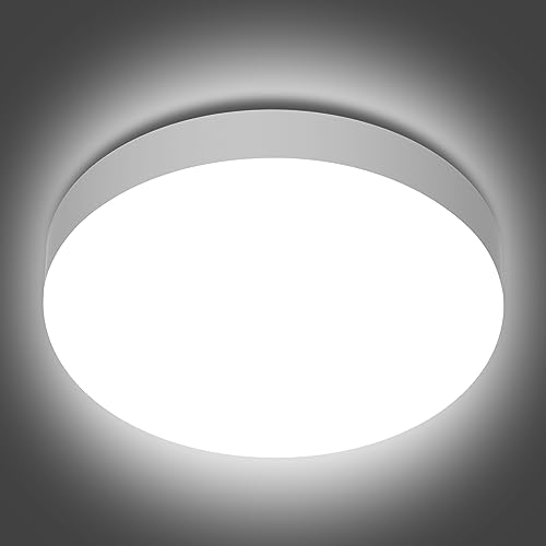 Genatu Deckenleuchte, Badezimmer Lampe Decke wasserdicht IP65, 19W kreisförmige, Badlampe Decke, entspricht 126W 4000K natürliches Weiß, runder Durchmesser 20 cm moderne LED-Deckenleuchte für Toilette von genatu