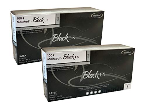 2 Boxen à 100 Stück MaiMed Latex Handschuh Größe S schwarz Einmalhandschuh / 200 Handschuhe von generisch