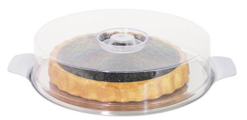 Kuchenplatte mit Haube aus Edelstahl 18/0, mit Haube aus klarem Polystyrol, für Kuchen bis Ø 28 cm | ERK von getgastro