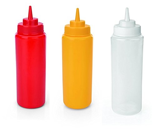 Quetschflasche aus Polyethylen - mit Schraubdeckel, in rot, gelb oder weiß/Inhalt: 0,95 Liter, Höhe: 26 cm, Ø 8 cm (Rot) von getgastro