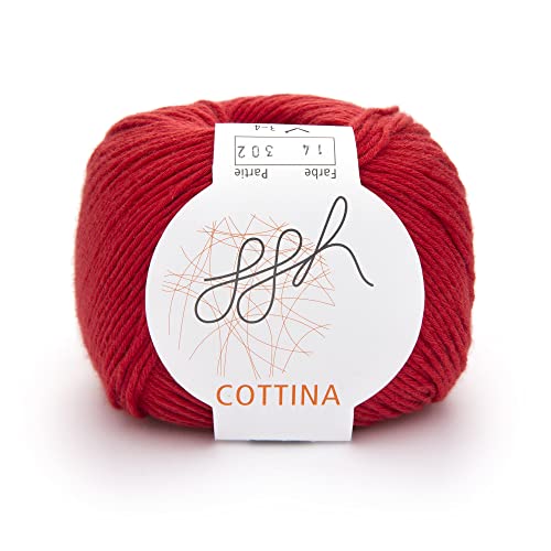 ggh Cottina - 100% Baumwolle - Lauflänge 140m auf 50g - Wolle zum Stricken oder Häkeln Farbe 014 - Rot von ggh