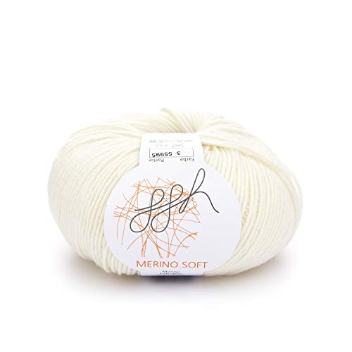 ggh Merino Soft - 100% Schurwolle (Merinowolle - Superwash) - 170m/50g Wolle zum Stricken/Farbe 003 - Wollweiß von ggh