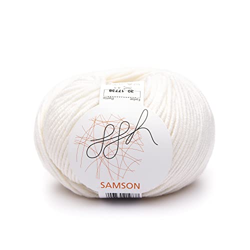 ggh Samson - Merino Wolle (mulesing Free) Lauflänge ca. 85m auf 50g - Wolle zum Stricken oder Häkeln - Farbe 030 - Weiß von ggh