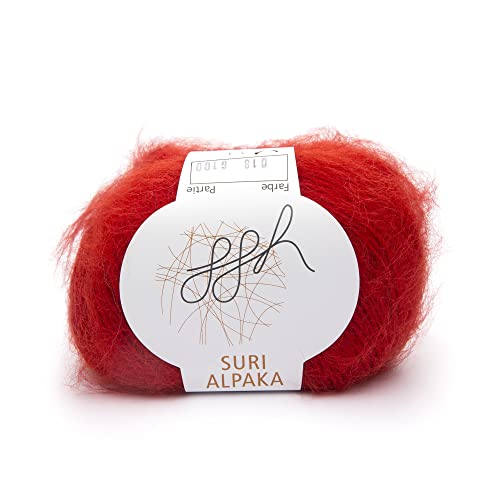 ggh Suri Alpaka - 100% Alpaka Wolle (Suri Alpaka) - Wolle zum Stricken - Farbe 018 - Rot von ggh