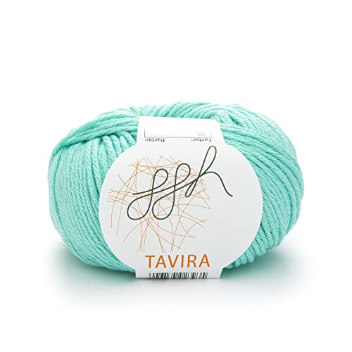 ggh Tavira - 100% Baumwolle - Lauflänge 80m auf 50g - Nadelstärke 4-5 - Wolle zum Stricken oder Häkeln geeignet - Farbe 036 - Helles Aquamarin von ggh