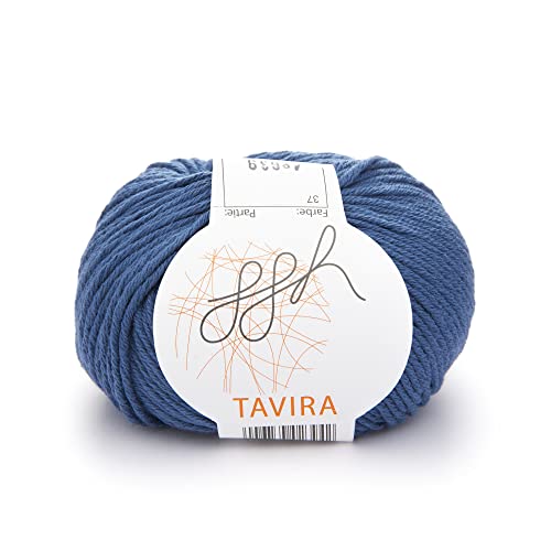 ggh Tavira - 100% Baumwolle - Lauflänge 80m auf 50g - Nadelstärke 4-5 - Wolle zum Stricken oder Häkeln geeignet - Farbe 037 - Weiches Indigo von ggh