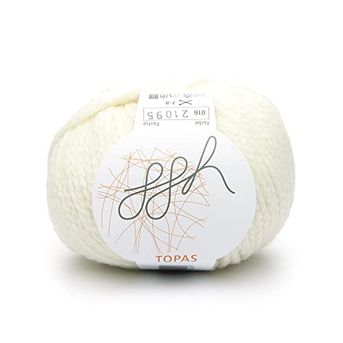 ggh Topas - Schurwolle, Alpaka Mischung - Wolle zum Stricken oder Häkeln - Farbe 016 - Wollweiß von ggh