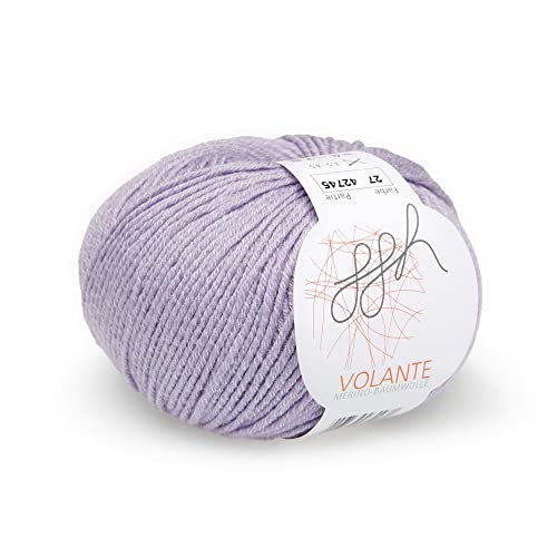 ggh Volante - Merinowolle mit Baumwolle - 50g Wolle zum Stricken oder Häkeln - Farbe 027 - Pastell Flieder von ggh