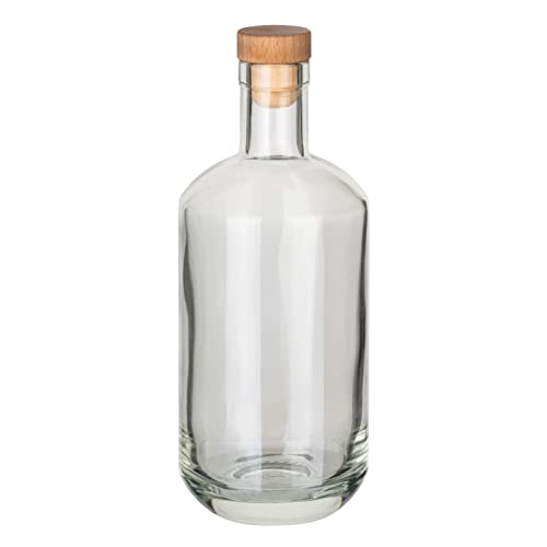 gouveo Dekanter 700 ml Pacho mit Korken (HGK) - Leere Whisky-Flasche 0,7 l aus Glas mit Korkverschluss - Glas Karaffe mit markantem Flaschenkörper für Likör, Whisky, Cognac, Schnaps von gouveo