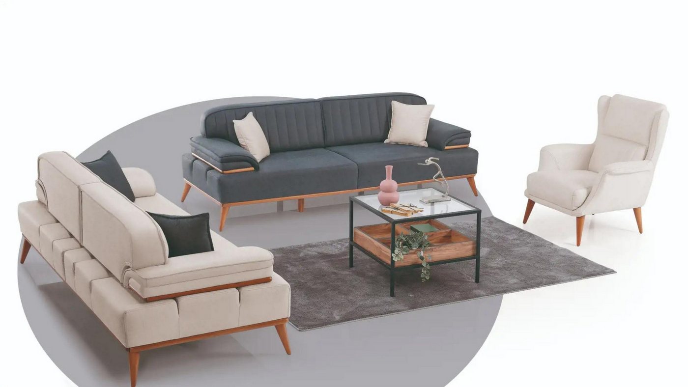 gowoll Polstergarnitur 3 Sitzer Sofa mit Schlaffunktion Mechanismus Schlafsofa Sitzgruppe von gowoll