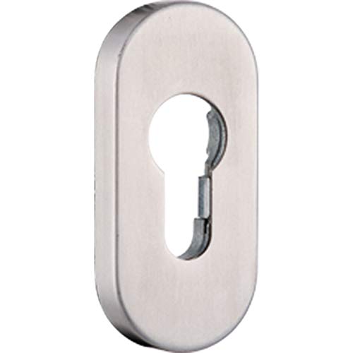 greenteQ Klipsrosette oval für Türschloss Schlüsselrosette für Hauseingangstüren mit Lochung Profilzylinder aus Edelstahl, Randhöhe: 9 mm von greenteQ