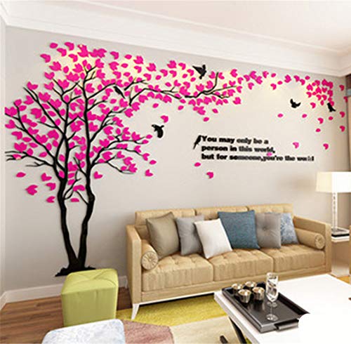 Wandtattoo Baum 3D DIY Wall Stickers Wandaufkleber Wandtattoo Wohnzimmer Schlafzimmer Family Wandsticker für Treppen Halle (Rose Links,S-200 * 100cm) von guangmu