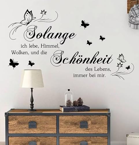 Wandtattoo Sprüche Schlafzimmer Wandsticker Wohnzimmer - Schwarze Wandtattoo Wohnzimmer Modern Wanddeko Schlafzimmer Schmetterlinge Wandaufkleber Wandtatoos Zum Kleben für Flur Küche (38 x 68 cm) von guangmu