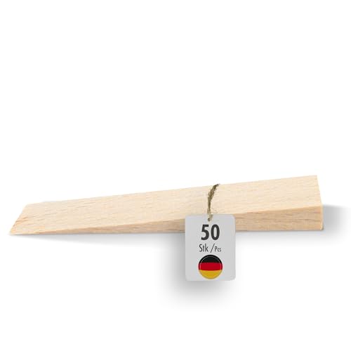 haggiy Hartholzkeil – Holzkeil Set – Unterlegkeile aus Buche Natur – Türstopper – Ideal für Möbel, Montage, DIY - (LxBxH) 65x20x6 mm – 50 Stk. von haggiy