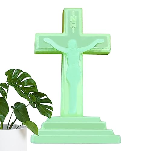 hanwen Kruzifix-Kreuzständer | Dekorative Kreuze, die im Dunkeln leuchten,Katholisches Tischkreuz, Kreuzstatue, Heimdekoration, christliches Kreuz von hanwen