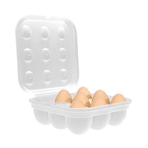 hanwen Tragbare Eier-Aufbewahrungsbox, tragbar, stoßfest, 9 Gitter, Eierbox, Eierbox, für Camping, Wandern, Picknick, Grillen von hanwen