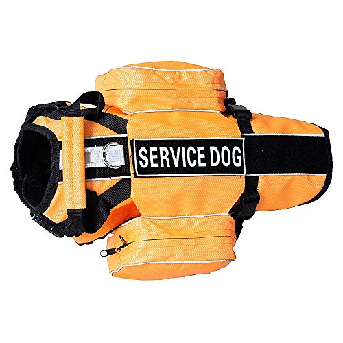 haoyueer SERVICE Hunde-Rucksack, abnehmbare Satteltaschen mit Etikettenaufnäher (Größe M, passend für 50,8–61 cm, Orange) von haoyueer