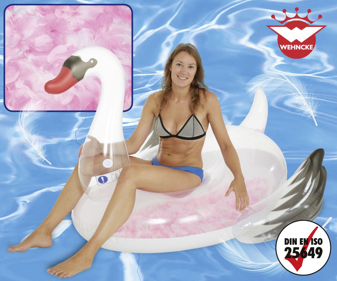 Happy People Floater Schwan mit Federn 155 x 145 x 105 cm von happy people