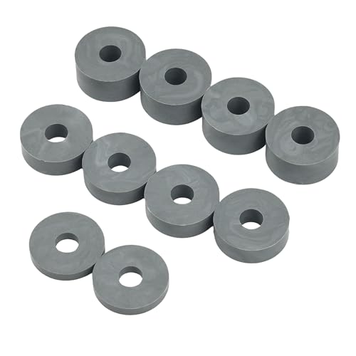 10 mm (M10) WEICHE Gummi-Abstandshalter/Abstandsscheiben (32 mm Durchmesser), Shore A 45 (10er-Pack), 4 x 15 mm, 4 x 10 mm, 2 x 5 mm – Grau von hawkeng