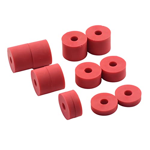 Hawkeng 6 mm (M6) Super Soft Gummi-Abstandshalter, Abstandshalter, Unterlegscheiben, Shore A 38 (12 Stück) 4 x 15 mm, 4 x 10 mm, 2 x 5 mm, Rot von hawkeng